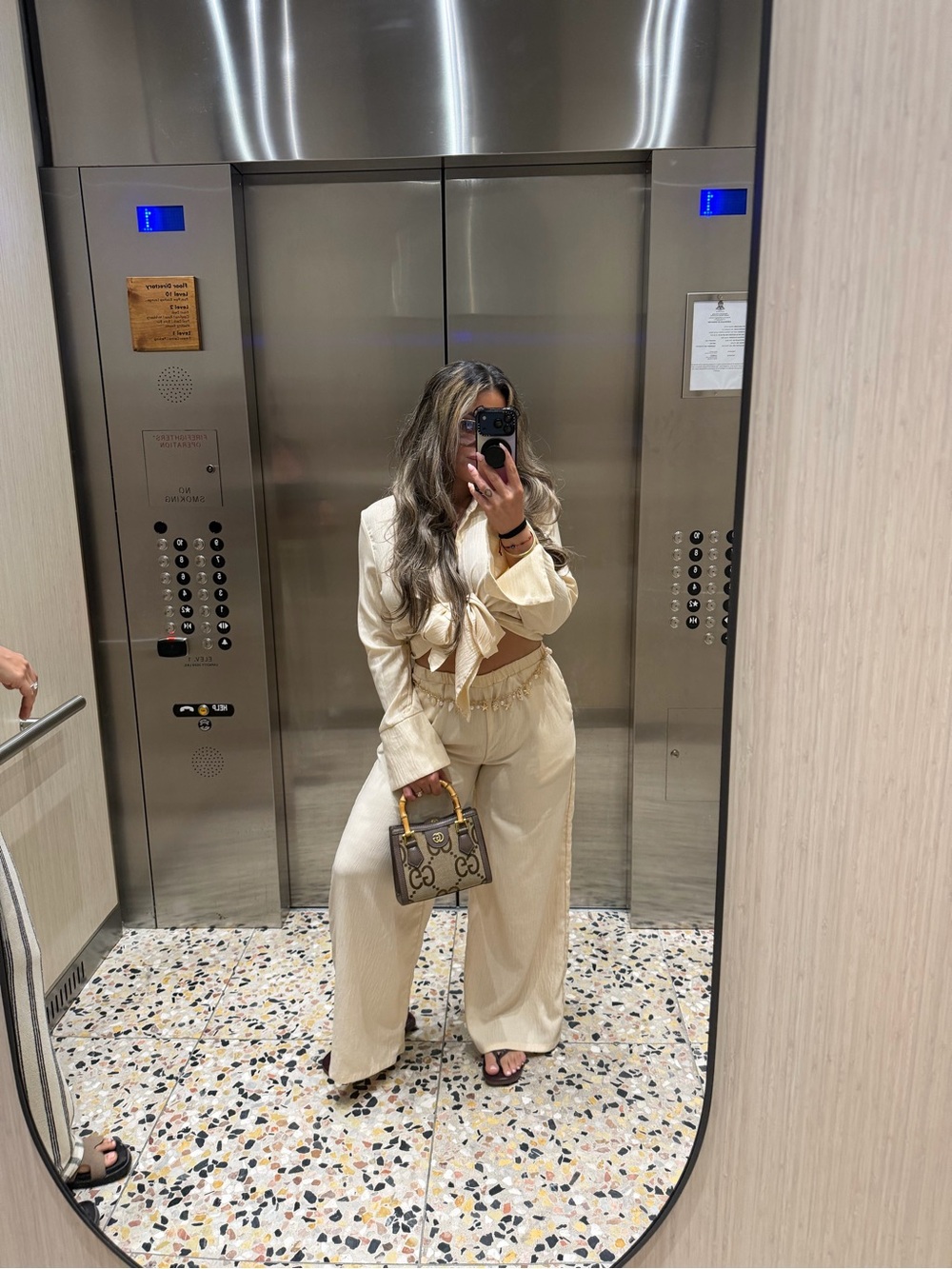 Cream Wide-Leg Tie-Front coord set